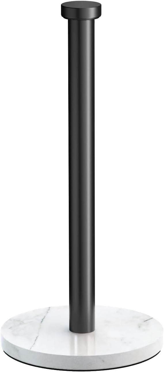 VEHHE Marble Black Paper Towel Holder, Weighted Base & EVA Non-Slip Pad - Image 2