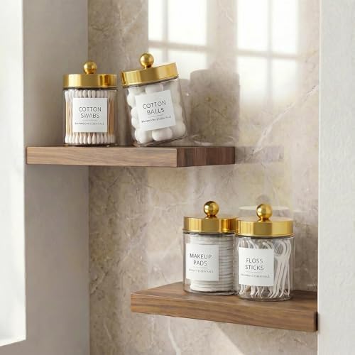 Amolliar Glass Apothecary Jars Qtip Holder w/Plastic Lids - Image 5