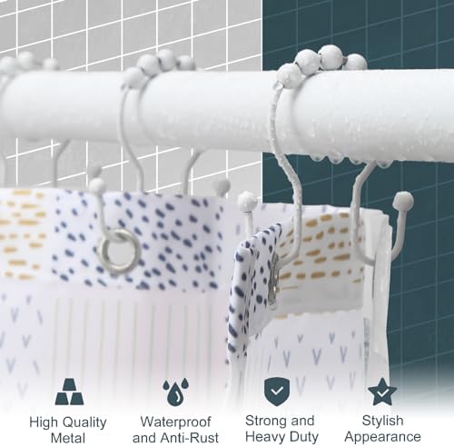 Shower Curtain Hooks, OEH Shower Curtain Rings, Smooth Gliding Metal Shower - Image 2