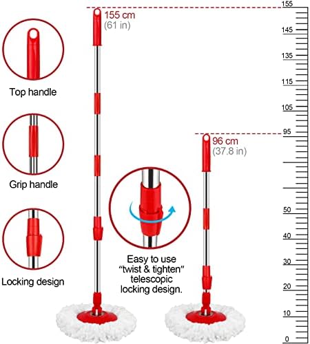 Spin Mop and Bucket with Wringer Set, 360° Spinning Mop Bucket System with 3 - Image 3