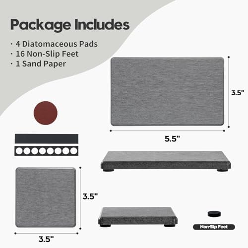 4PCS Water Absorbing Sponge Holder Diatomite Stone Sink Tray Mat, Quick Drying - Image 2