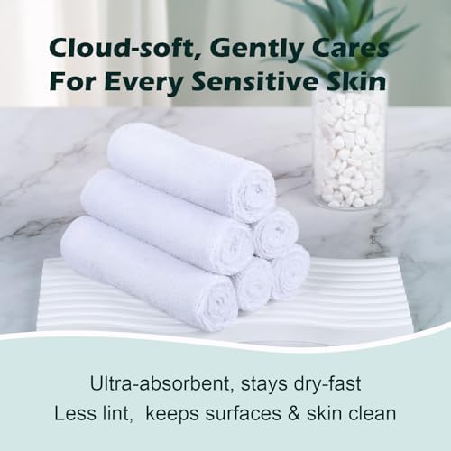TEAWOO White Washcloths 100 Pack, Highly Absorbent & Quick Drying - Image 3