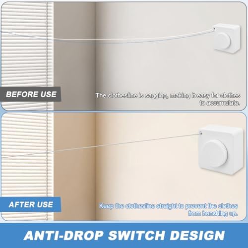 15.7Ft Retractable Clothesline Indoor, Non-Sagging Outdoor Clothesline - Image 7