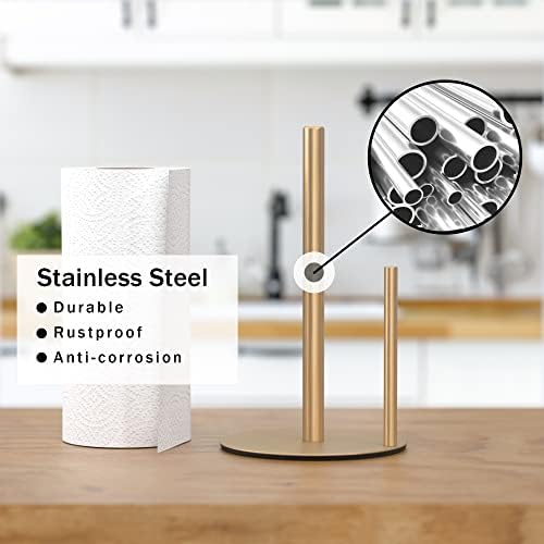 Paper Towel Holder Gold Stainless Steel Kitchen Countertop Roll Organizer - Image 2