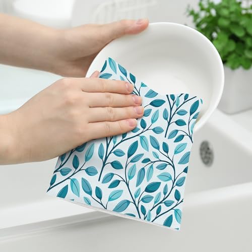 Green Leaves Kitchen Towels Decorative Set 2 Cute Botanic Tea Towel - Image 4