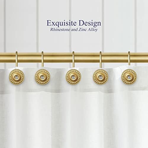 Gold Rhinestone Shower Curtain Hooks, 12 Pack Rustproof Metal Rings - Image 4