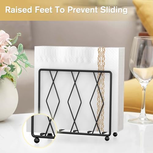 Black Napkin Holder for Table, Modern Metal Stand for Kitchen Counter - Image 4