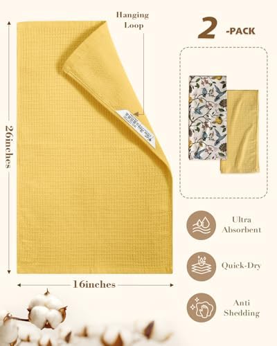 Miss Adola 2pcs 270GSM Cotton Kitchen Towels, Lemon Bird - Image 4