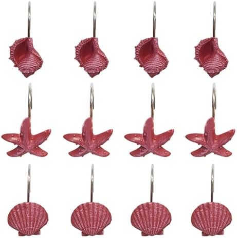 Seashell Shower Curtain Hooks 12pcs Beach Shower Curtain Rings Bath Shower - Image 3