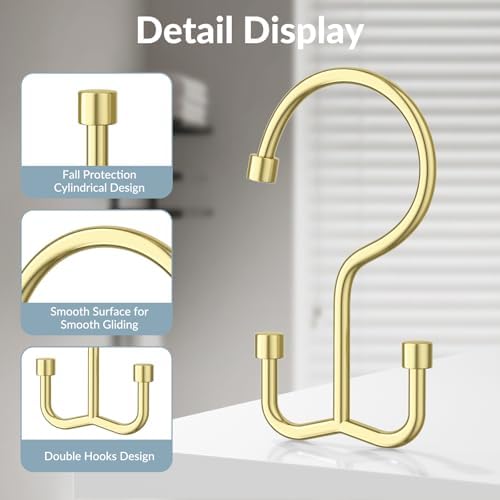 24 Pcs Shower Curtain Hooks, OEH Shower Curtain Rings, Durable Gold Shower - Image 4