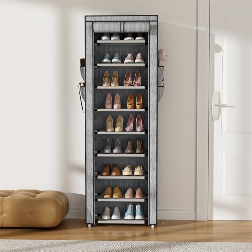 VILICK Shoe Rack with Cover Narrow Shoe Rack Organizer with 4 Side Pockets 10 - Image 2