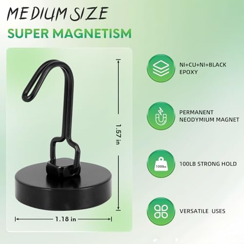 Neosmuk Magnetic Swing Hooks, 100lb Cruise Black Hooks, 6 Pack - Image 6