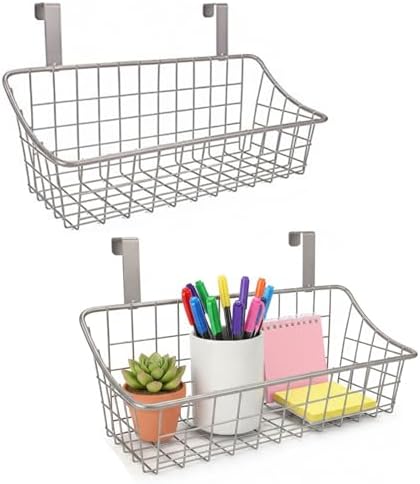 LeleCAT Basket with hook Grid Storage Basket, Hang it behind a door or on a by HomeSpaceStorageBasket