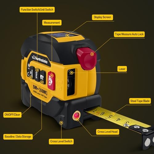 Laser Tape Measure 3 in 1 with Laser Level Crosshairs |196ft/60m LCD - Image 2