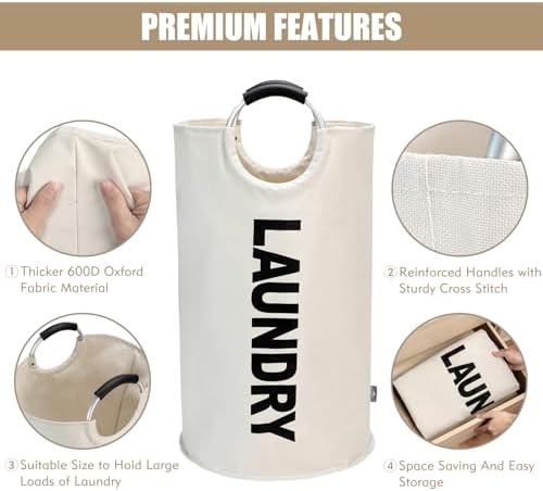 DOKEHOM 90L Large Laundry Basket Bag, Collapsible Tall Hamper - Image 7