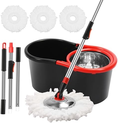 Spin Mop and Bucket with Wringer Set, 360° Spinning Mop and Bucket System with by Roixeeds