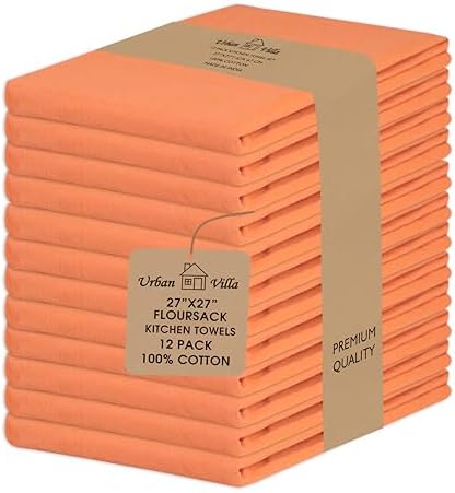 Urban Villa Kitchen Towels Cotton Dish Towels 27”x27” Orange by CottonTrends