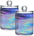 2 Pack Apothecary Jars Bathroom Iridescent Qtip Holder Dispenser Clear Plastic by Unknown