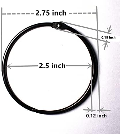 Black Shower Curtain Rings Metal Round Hooks Ring 2.75 Inch Diameter - Image 2