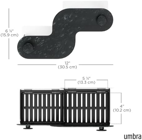 Umbra Nami Shower Caddy, Adhesive No Drill Bathroom, Ocean Black - Image 3