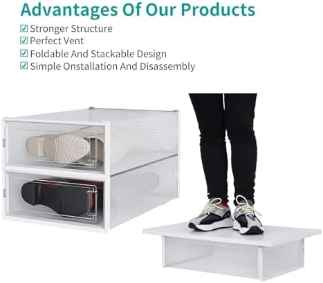 4-Piece Boot and Shoe Storage Box, Stackable Clear Plastic Shoe Box, - Image 6
