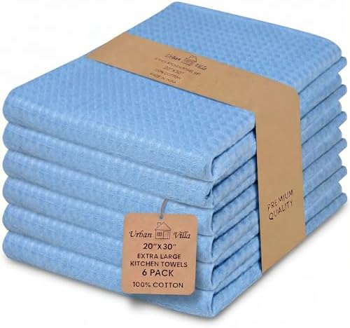 Urban Villa Kitchen Towels Cotton Dish Towels 20”x30” Sky Blue by CottonTrends