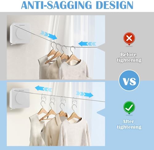Retractable Clothesline Indoor, Non-Sagging Outdoor Clothes Line Retracting - Image 2