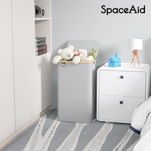 SpaceAid Laundry Hamper with Lid, 110L Large Tall Clothes Basket Bin with - Image 3