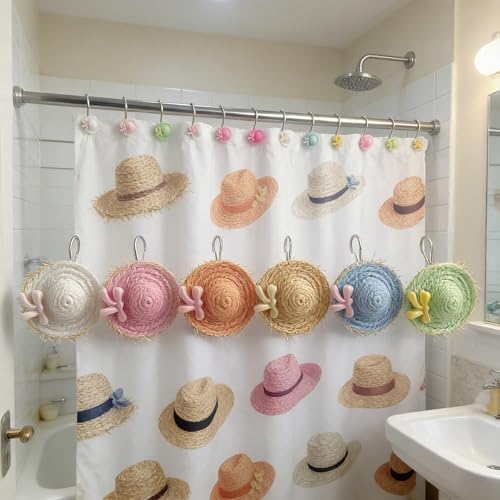 Two Fish Home Fashions Set of 12 Decorative Sunhat Shower Curtain Hooks - Image 5