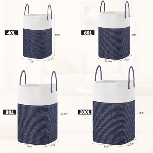Laundry Basket, Woven Cotton Rope Laundry Hamper, Versatile Storage - Image 3