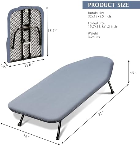 SheeChung Small Ironing Board 12"x32", Mini Ironing Board - Image 2