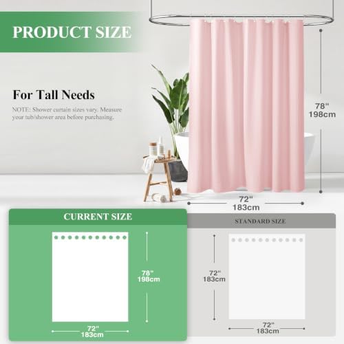 Dynamene Long Waffle Shower Curtain 256 GSM Heavy Fabric 72x78 Pink - Image 2