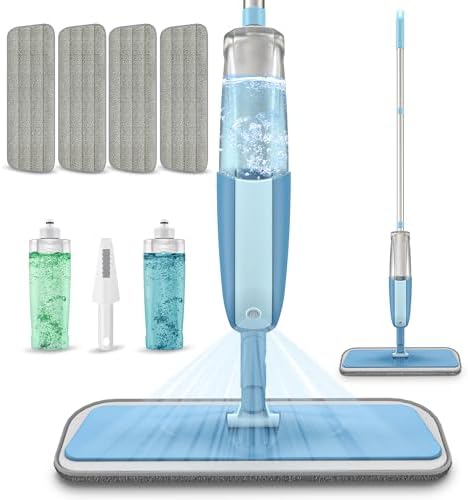 Spray Wet Mops for Floor Cleaning: Hardwood Floor Mop Refillable 2 Bottles by MEXERRIS