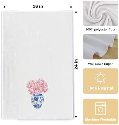 Chinoiserie Blue and White Porcelain Kitchen Towels Set of 2, Chinoiserie Decor - Image 5