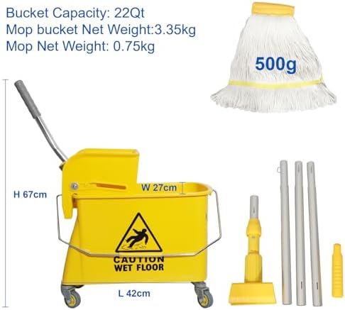 Midoneat Mop Bucket with Wringer, 22 Qt, Floor Cleaning - Image 2