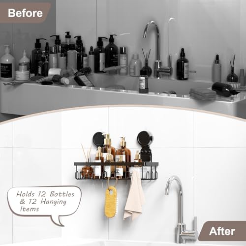 JOTPE Shower Caddy Suction Cup, Powerful Suction Storage Shelf Holds Up to 40 - Image 6