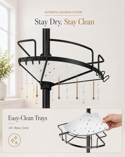 ALLZONE Corner Shower Caddy Tension Pole, 4 Hang-On Basket - Image 4