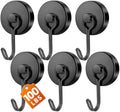 FINDMAG 6 Pack Black Magnetic Hook, 100LB+ Magnetic Hooks by FINDMAG