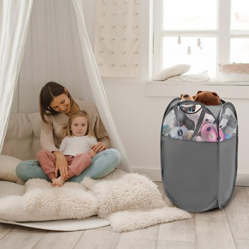 TECHMILLY Pop Up Foldable Laundry Basket, Mesh Laundry Hamper - Image 6