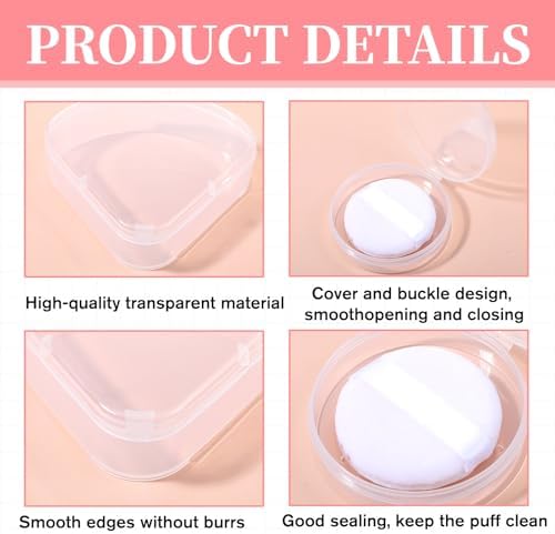 4 PCS Toner Pad Travel Case Round Makeup Puff Protective Container Clear Makeup - Image 3