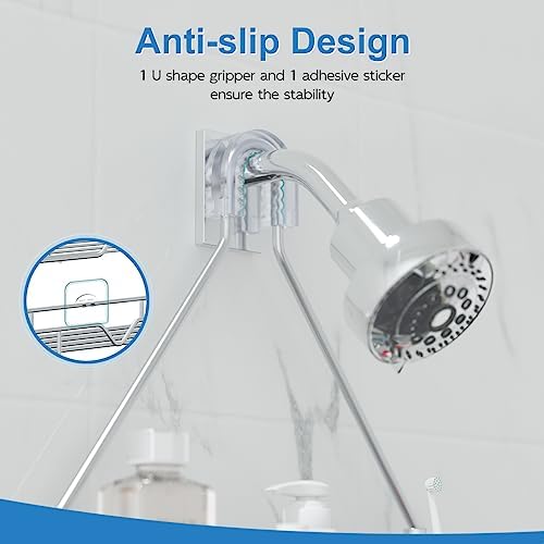 TreeLen Rustproof Shower Caddy, Stainless Steel, 4 Hooks, 2 Shelves - Image 2