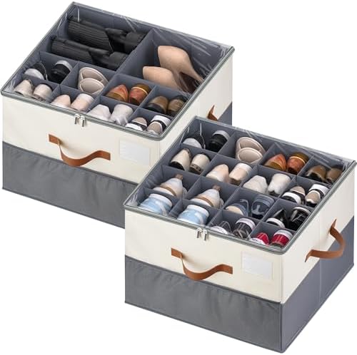 Shoe Organizer for Closet, Adjustable Storage Box Holds 32 Pairs by MSTONAL