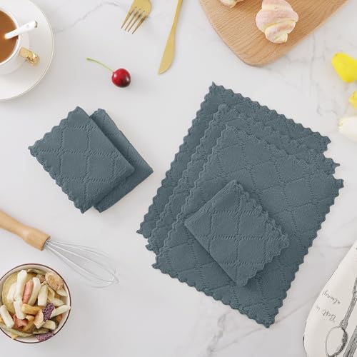 Homaxy Super Soft 16 Pack Coral Velvet Dish Cloths, Dark Grey - Image 2