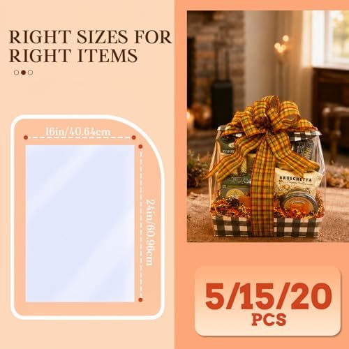 WIKDAY Heat Shrink Wrap Bags for Gift Baskets 5 PCS 16x24 Inches Large - Image 3