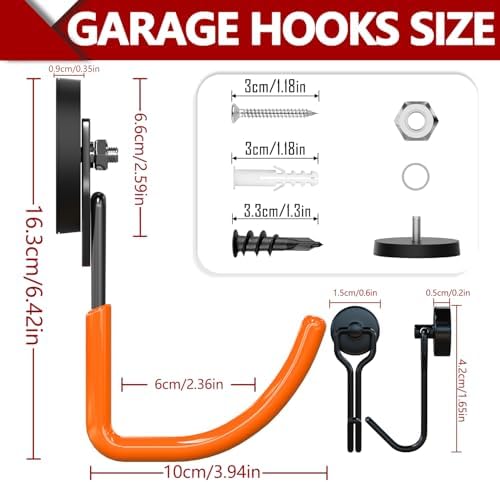 3-H Heavy Duty Magnetic Hooks, Large Magnet Hooks, 2 Pack Orange - Image 2