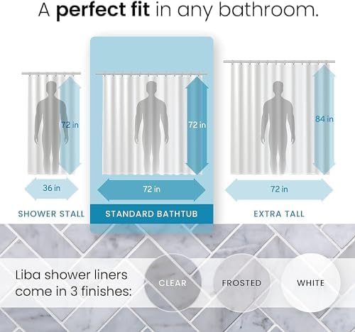 LiBa Shower Curtain PEVA 10G, 72x72 Inch Clear - Image 3
