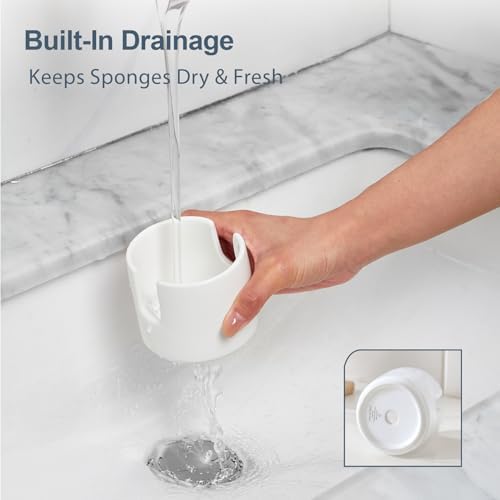 ONEMORE Ceramic Sponge Holder for Kitchen Sink, Kitchen Sink Organizer - Image 5