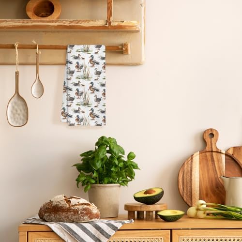 Rustic Botanical Mallard Duck Kitchen Towels, Duck Lover Gifts Decorative Hand - Image 3