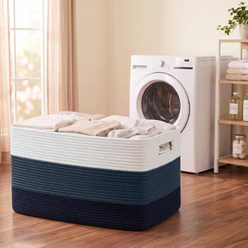 OIAHOMY 108L Extra Large Blanket Basket Dog Toy Basket Gradient Blue - Image 6