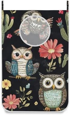Black Owls Cactus Butterfly Hanging Laundry Hamper Door Hampers Bag Basket by Tatenale